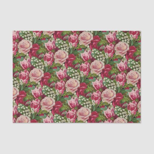 Papier Mousseline Roses roses et rouges (Recto)