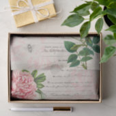 Papier Mousseline Roses roses et Script sur papier parchemin (Cadeau)