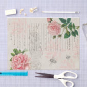 Papier Mousseline Roses roses et Script sur papier parchemin (Artisanat)
