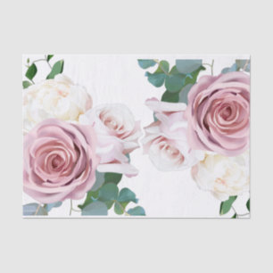 Papier Mousseline Roses Roses Fleurs Feuillage Moderne Mariage