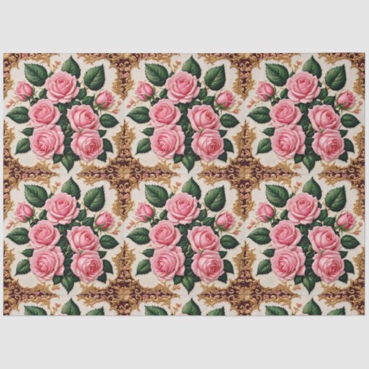 Papier Mousseline Roses roses modernes belle collection (Recto)