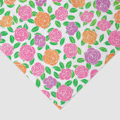 Papier Mousseline Roses roses, oranges et pourpres sur le blanc (Détail)