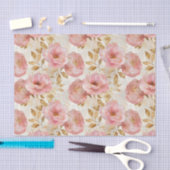 Papier Mousseline Roses roses roses avec Motif Feuille or (Artisanat)