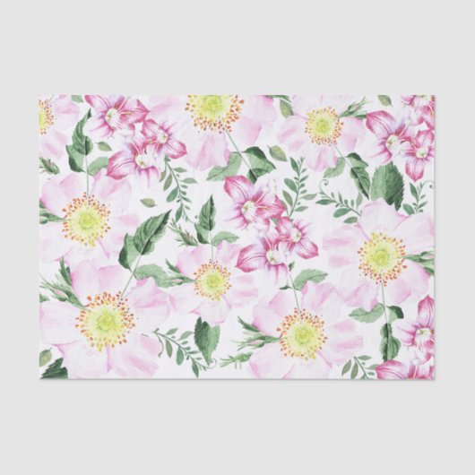 Papier Mousseline Roses roses roses Boho Floral Motif (Recto)