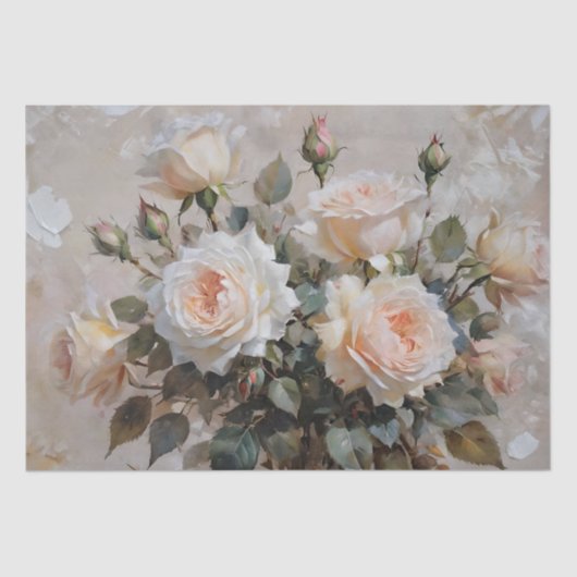 Papier Mousseline Roses roses roses et blanches Imprimer Découpage / (Recto)