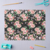 Papier Mousseline Roses roses roses et fleurs blanches sur la déco n (Artisanat)