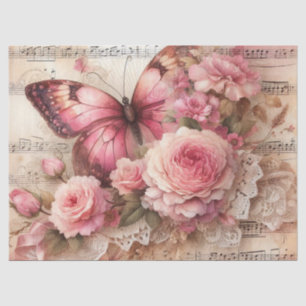 Papier Mousseline Roses Roses Roses Roses Roses et dentelle Vintage