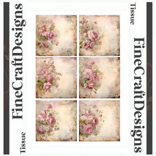 Papier Mousseline Roses roses shabby chic mélange (A1L) Découpage