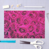 Papier Mousseline Roses roses vives (Artisanat)
