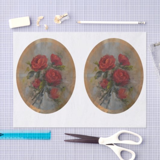 Papier Mousseline Roses Rouges DBL (Artisanat)