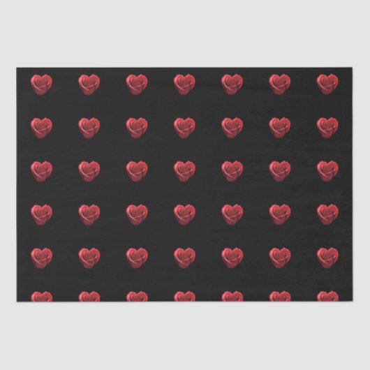 Papier Mousseline Roses rouges en forme de coeur - (Recto)