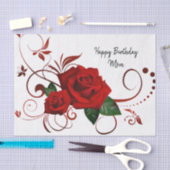 Papier Mousseline Roses rouges en papier de tissus (Artisanat)