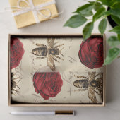 Papier Mousseline Roses rouges et abeilles Brown (Cadeau)