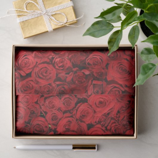 Papier Mousseline Roses rouges HAMbyWG (Cadeau)