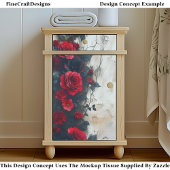 Papier Mousseline Roses rouges noires, Mur Patiné vieilli CQ5 Découp