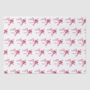 Papier Mousseline Roses rouges personnalisées "Avec L ❤️ VE"
