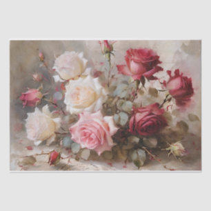 Papier Mousseline Roses rouges, roses et blanches élégantes