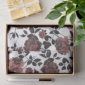 Papier Mousseline Roses rouges rustiques vintages (Cadeau)