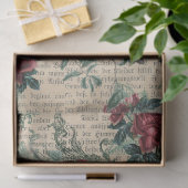 Papier Mousseline Roses rouges Vintages et découpage d'oiseaux (Cadeau)