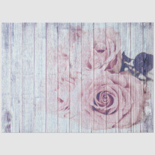 Papier Mousseline Roses Rustic White Wood Decoupage Tissue Paper