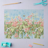 Papier Mousseline Roses SAUVAGES, FEUILLES VERTS, OISEAU VOLANT DANS (Artisanat)