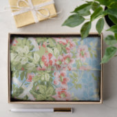 Papier Mousseline Roses SAUVAGES, FEUILLES VERTS, OISEAU VOLANT DANS (Cadeau)