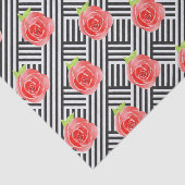 Papier Mousseline Roses sur les rayures noires et blanches (Détail)
