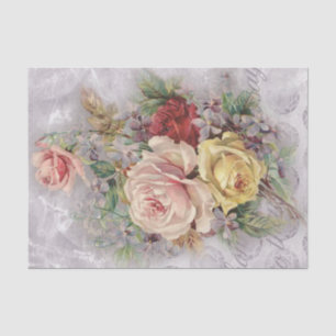 Papier Mousseline Roses victoriens sur un Arrière - plan d'argent