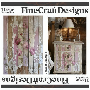 Papier Mousseline Roses Vintage Shabby Chic sur Bois Découpage A2L