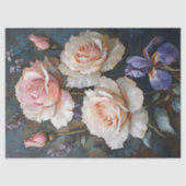 Papier Mousseline Roses vintages Blush & Iris Decoupage Art (Recto)