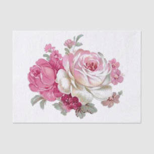 Papier Mousseline Roses vintages roses et blancs