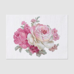 Papier Mousseline Roses vintages roses et blancs