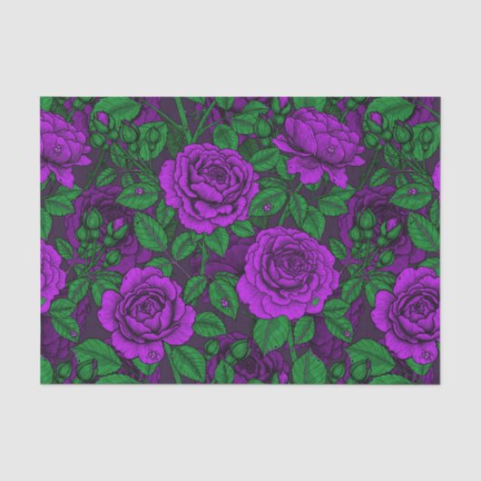 Papier Mousseline Roses violets (Recto)