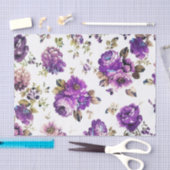 Papier Mousseline Roses violets et autres fleurs avec Feuilles Tan (Artisanat)