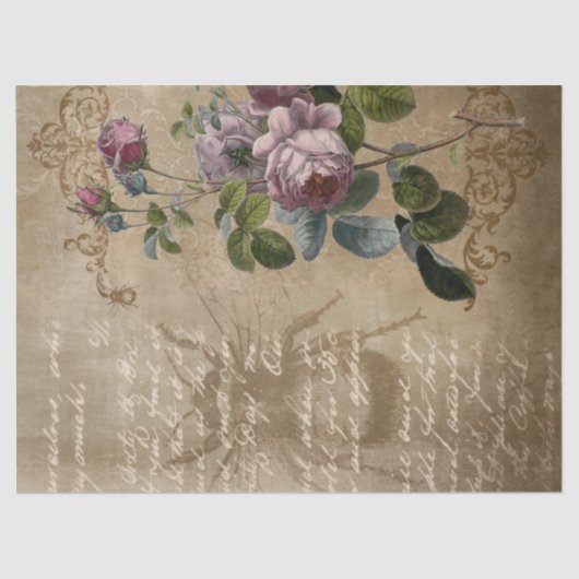 Papier Mousseline Roses violets inspirés de l'époque victorienne et  (Recto)