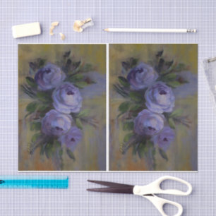 Papier Mousseline Roses Violettes DBL