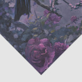 Papier Mousseline Roses Violettes Découpe de Corbeau Gothique (Détail)