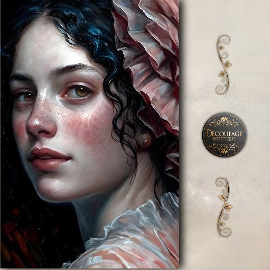 Papier Mousseline Rosy Cheeked Woman in Ruffles Decoupage
