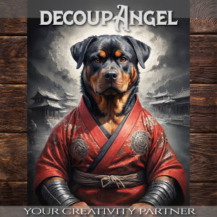 Papier Mousseline Rottweiler en rouge Kimono - Découpage -
