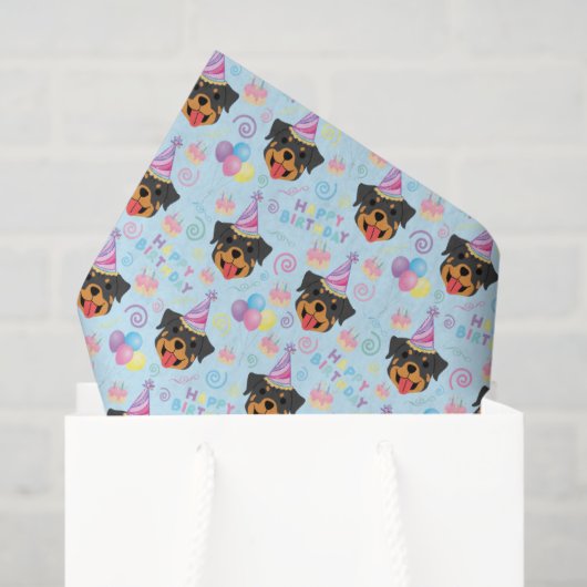 Papier Mousseline Rottweiler Tissue Paper in Blue (Sac cadeau)
