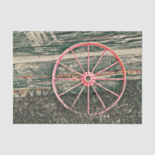 Papier Mousseline Roue de chariot occidentale rouge découpage vintag