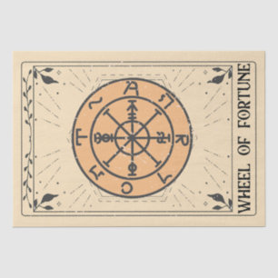 Papier Mousseline Roue de fortune tarot carte herbes feuilles