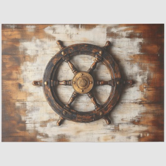 Papier Mousseline Roue de navire rustique Helm Découpage nautique (Recto)