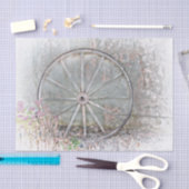 Papier Mousseline Roue en Wagon Rustique Occidentale Gris Blanc (Artisanat)