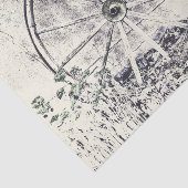 Papier Mousseline Roue Rustique Occidentale Noir Et Blanc Wagon (Détail)