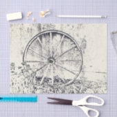 Papier Mousseline Roue Rustique Occidentale Noir Et Blanc Wagon (Artisanat)