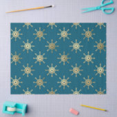 Papier Mousseline Roues de livraison d'or sur découpage bleu/vert (Artisanat)