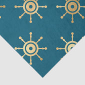 Papier Mousseline Roues de livraison d'or sur découpage bleu/vert (Détail)