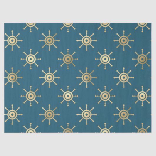 Papier Mousseline Roues de livraison d'or sur découpage bleu/vert (Recto)
