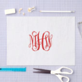 Papier Mousseline Rouge 3 Monogramme de vigne initiale en script DIY (Artisanat)